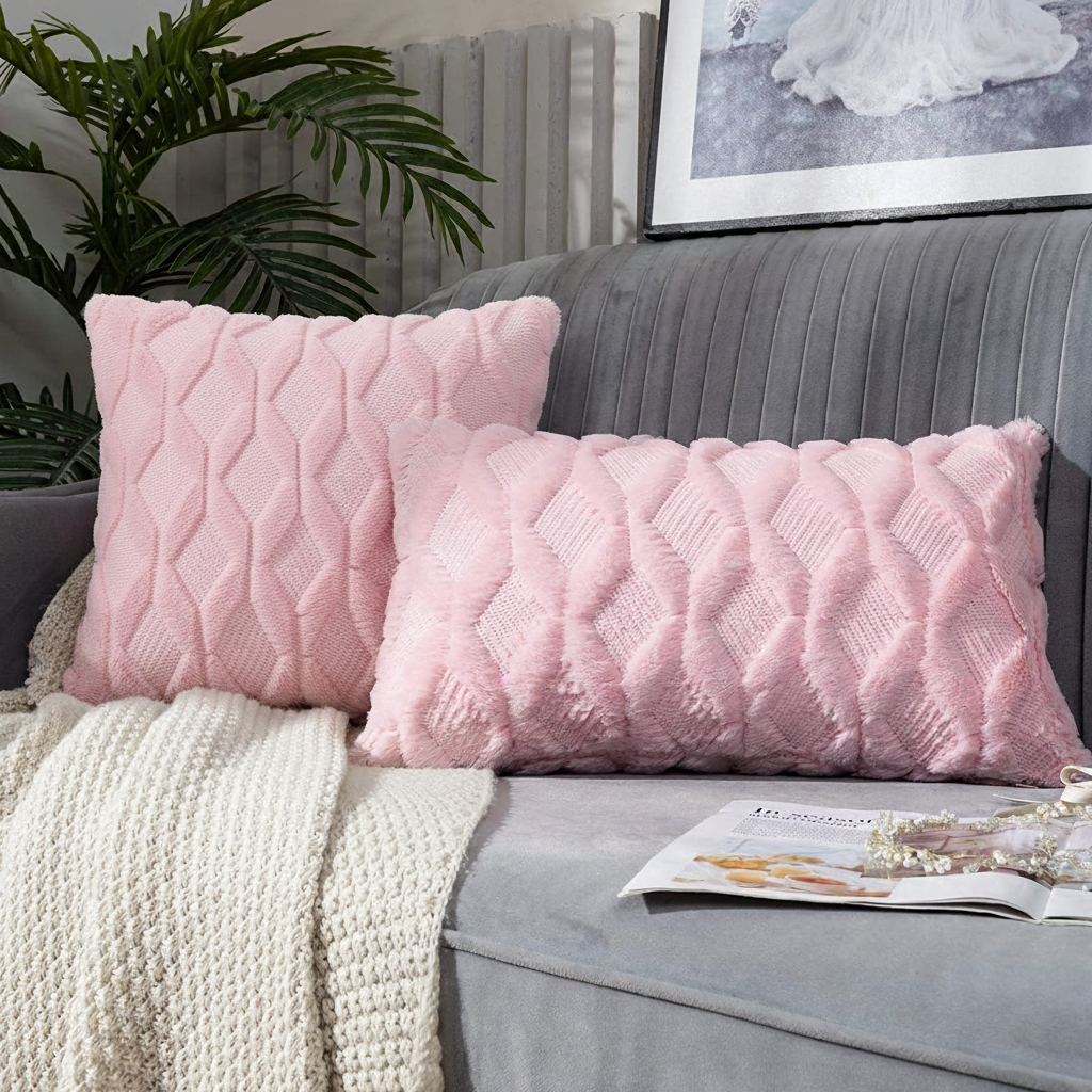 Pack of 2 bundle One 18"x18" with a matching color of one 12"x20" Square and rectangle combo set throw pillow covers with inserts