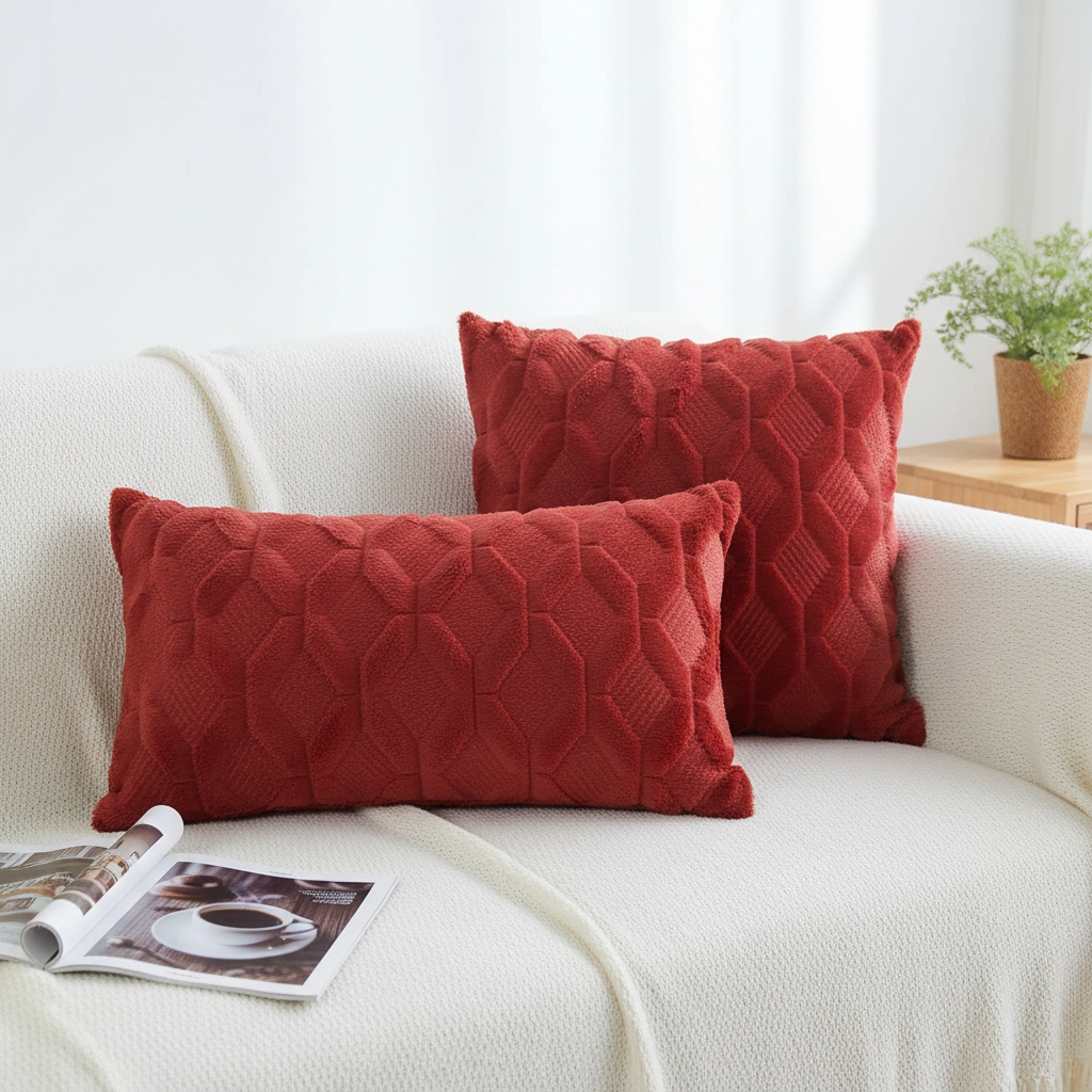 Pack of 2 bundle One 18"x18" with a matching color of one 12"x20" Square and rectangle combo set throw pillow covers with inserts