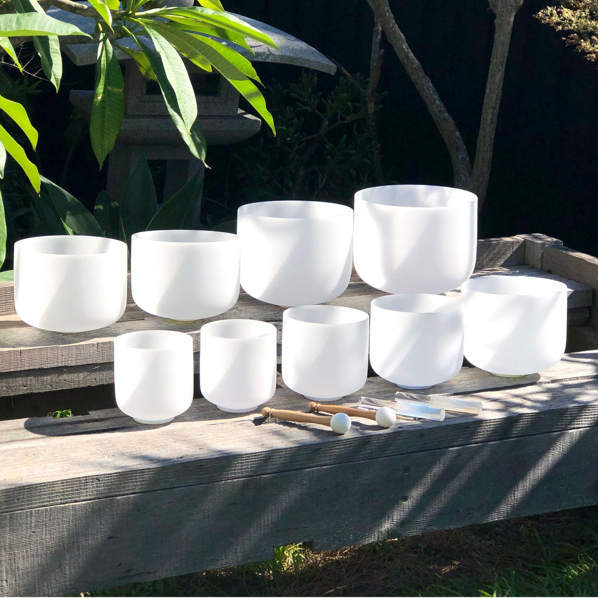 Rainbow Sounds Set of 9 White Sound Therapy Bowls