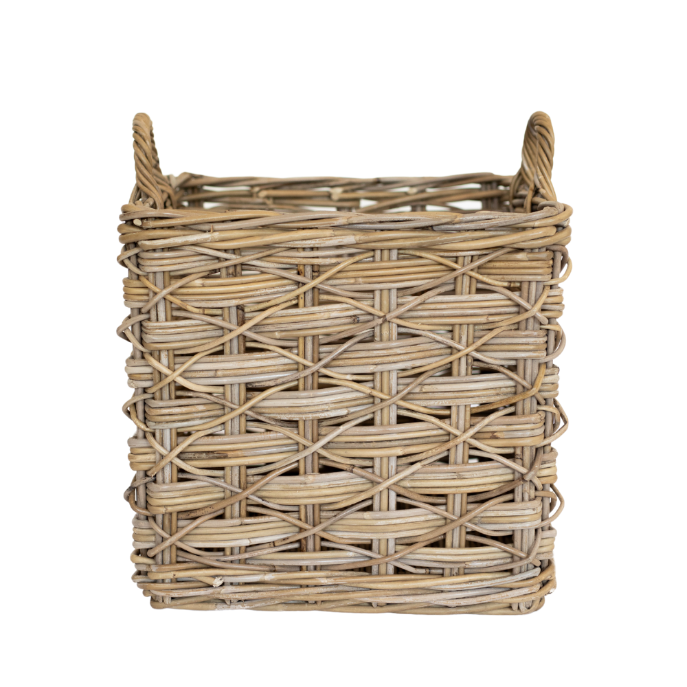 Rattan Square Basket X Weave