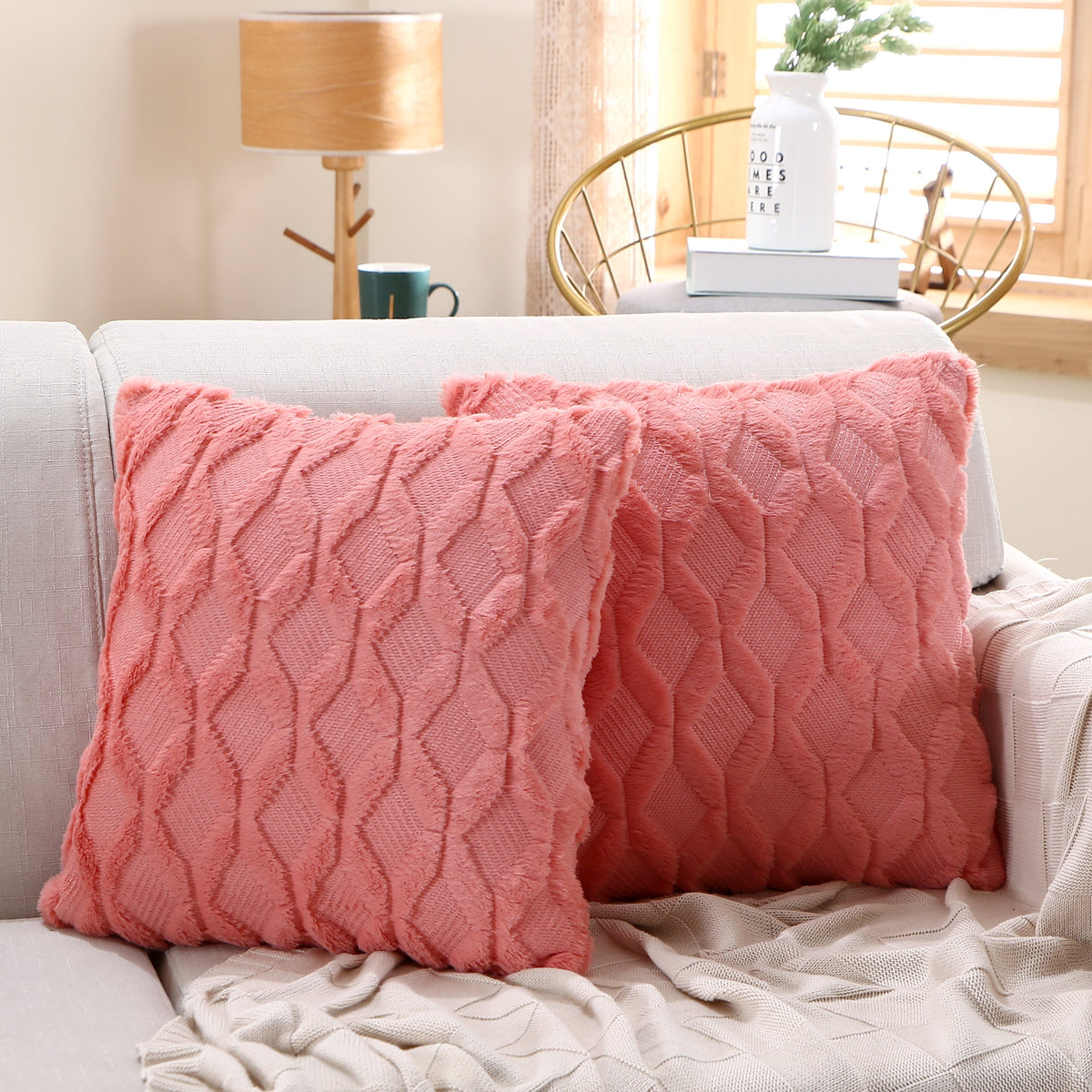 18"x18" Throw Pillow FULL set of cover and insert  Wide Variety of Colors reversable