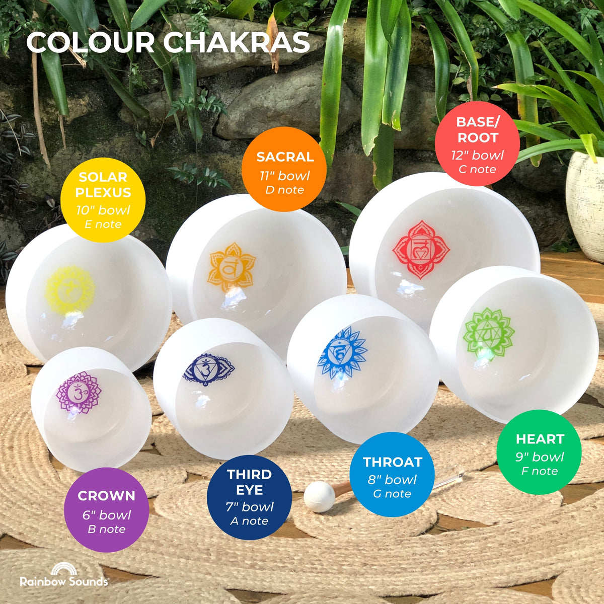 Rainbow Sounds Set of 7 White Sound Therapy Bowls