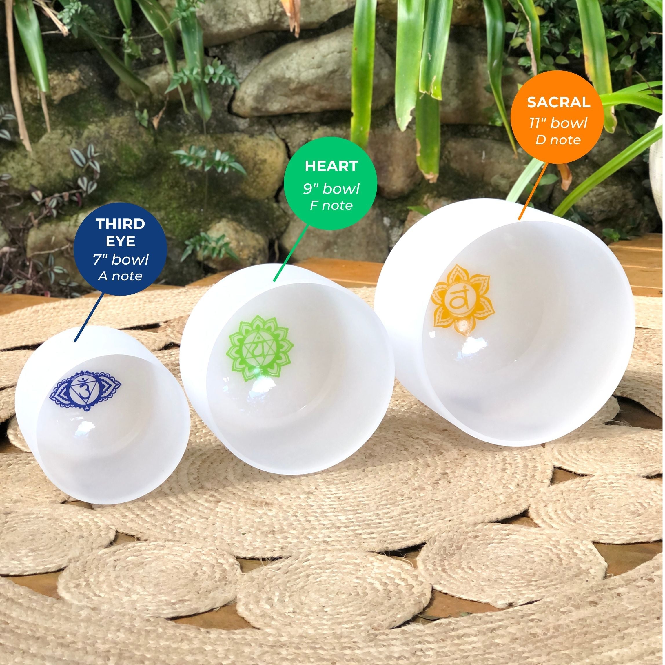 Rainbow Sounds Set of 3 White Sound Therapy Bowls