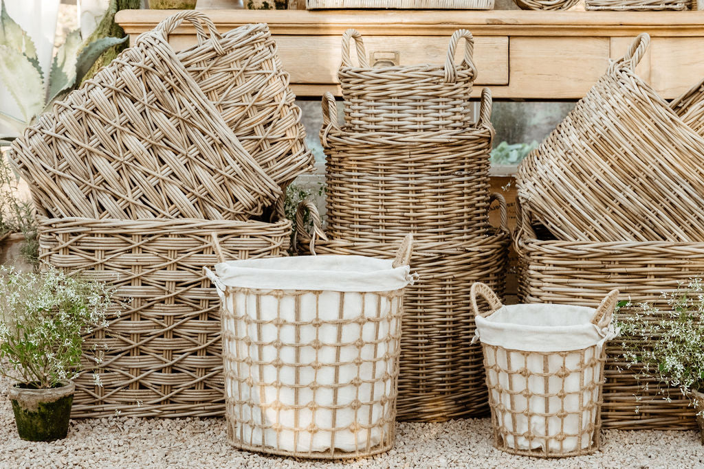 Rattan Square Basket X Weave