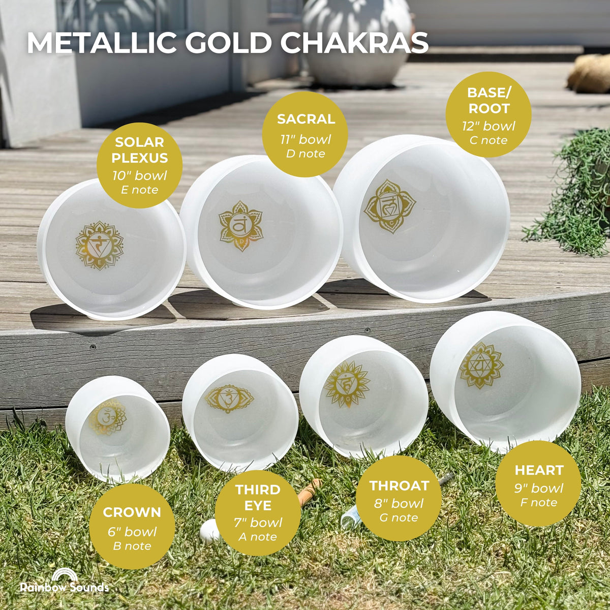 Rainbow Sounds Set of 7 White Sound Therapy Bowls