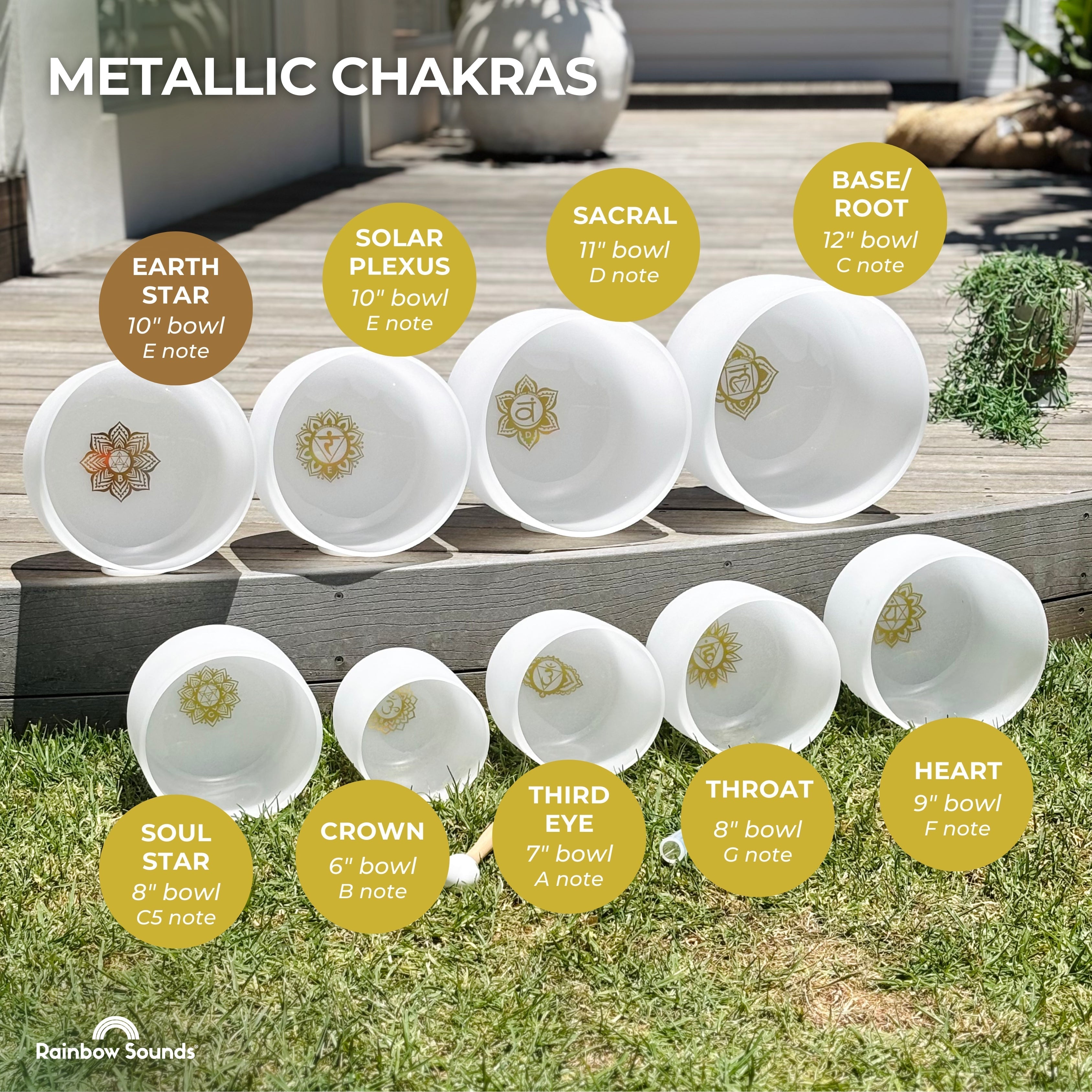 Rainbow Sounds Set of 9 White Sound Therapy Bowls