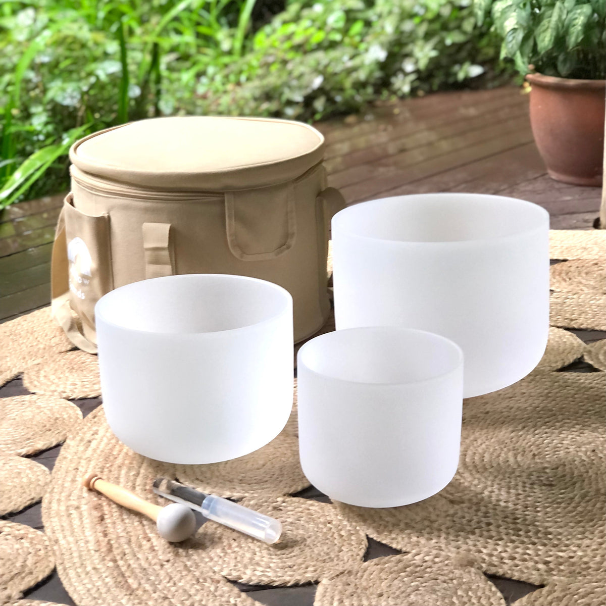 Rainbow Sounds Set of 3 White Sound Therapy Bowls
