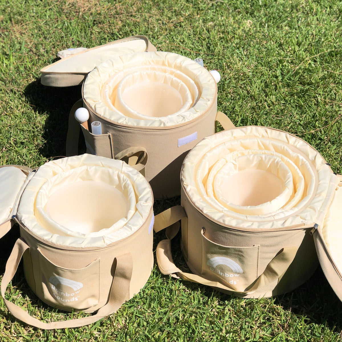 Rainbow Sounds Set of 9 White Sound Therapy Bowls