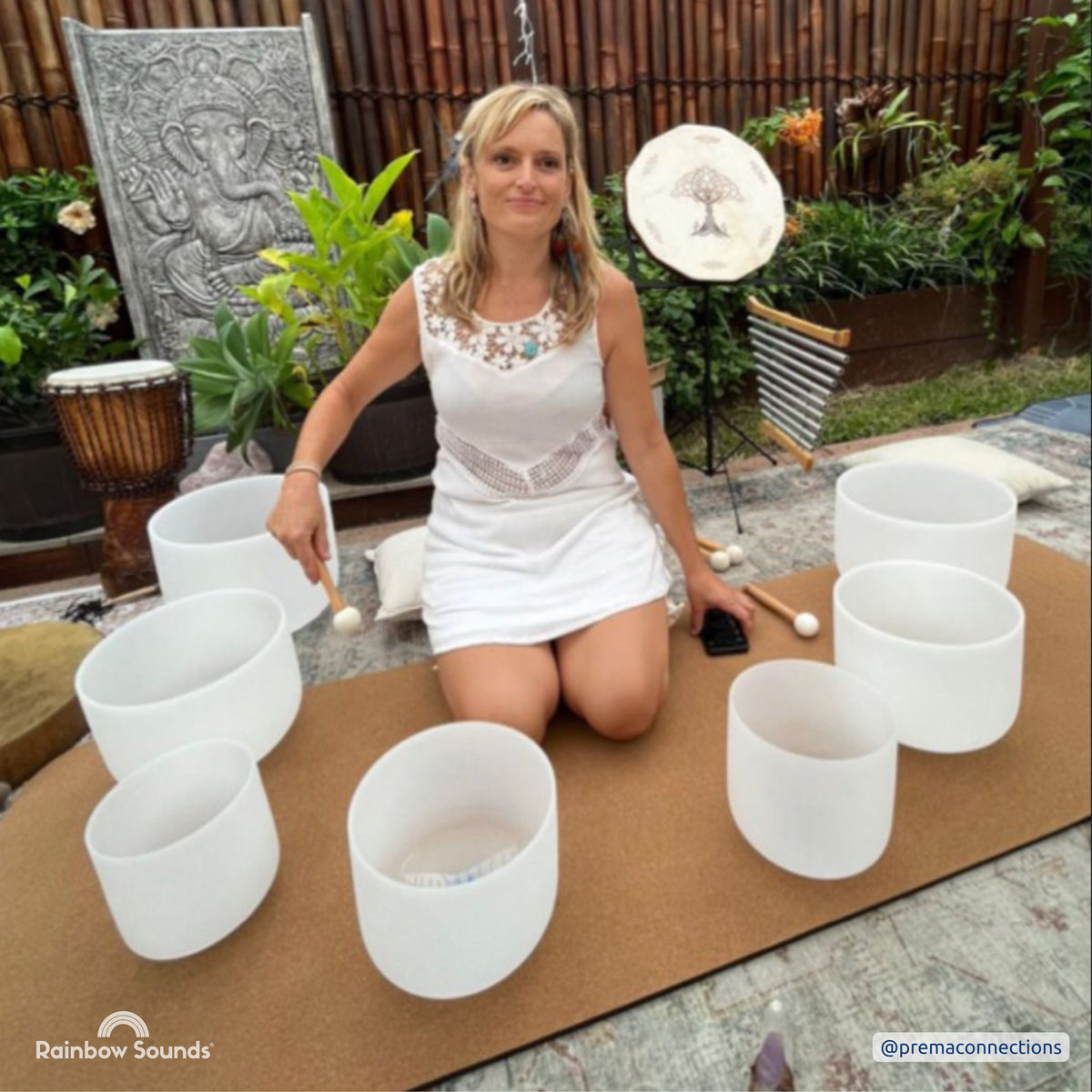 Rainbow Sounds Set of 7 White Sound Therapy Bowls