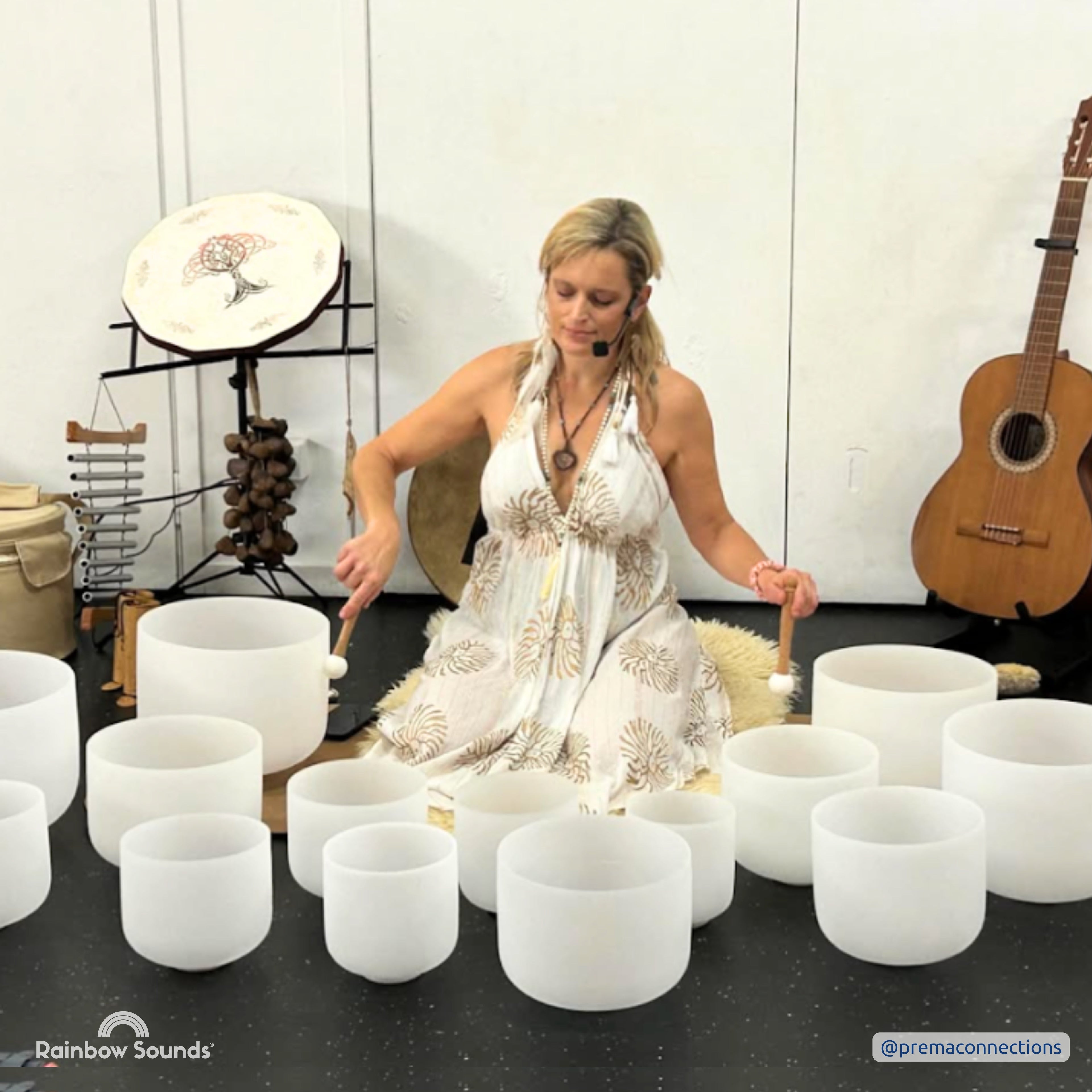 Rainbow Sounds Set of 9 White Sound Therapy Bowls