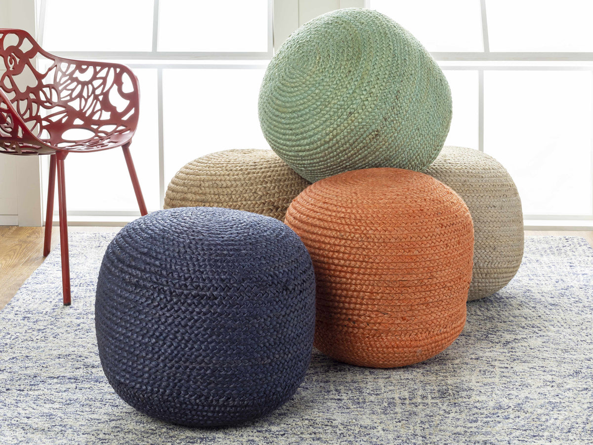 Kaumakani Knitted Jute Round Pouf
