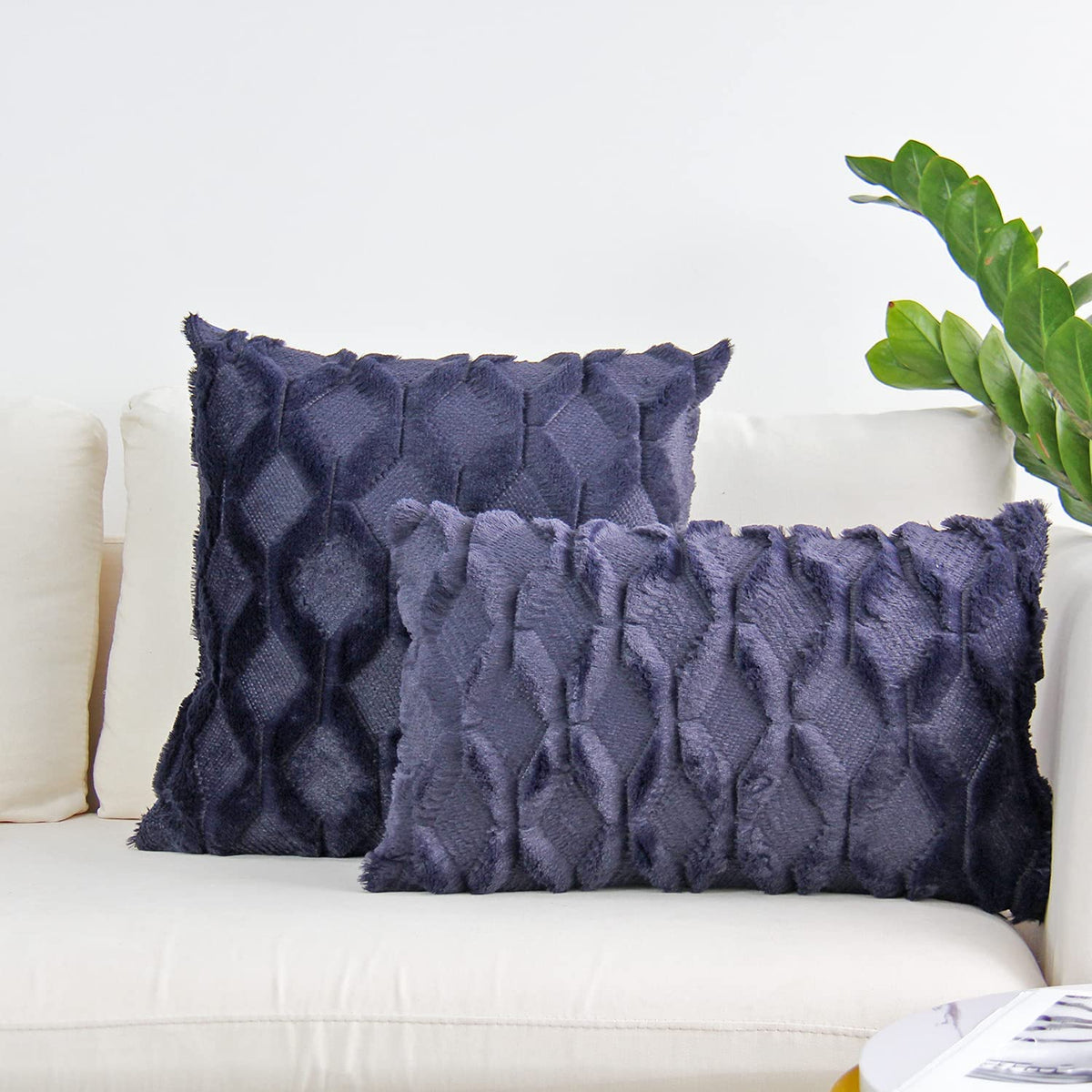 Pack of 2 bundle One 18"x18" with a matching color of one 12"x20" Square and rectangle combo set throw pillow covers with inserts